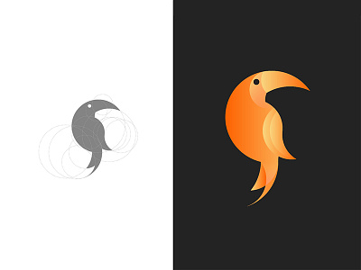 Toucan logo animal logo concept design golden ration gradient logo