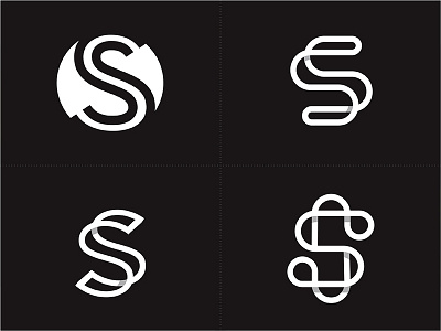 S logo black connect devil monogram negative space white word s