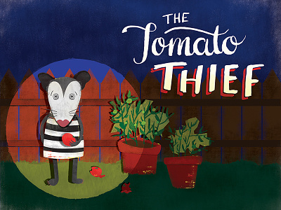 The Tomato Thief animal character childrens illustration illustration lettering typography