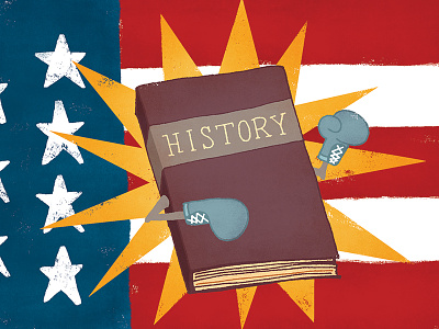 Editorial illustration on the battle over AP History editorial history illustration