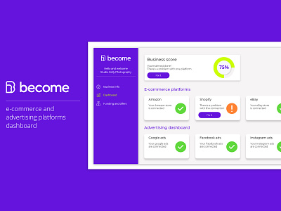 Become- e-commerce and advertising platforms dashboard dashboad design graphic ui ux