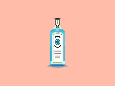 Gin bottle drink dry gin liquor sketch