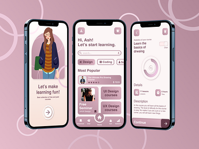 E-learning App UI Design Concept animation appdesign appui appuidesign design e learning elearning elearningapp elearningappui elearningui freelancer learning learningapp learningappui studentapp studentsappui ui uidesign uiux webdesign