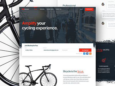 Bike Amplifier – Homepage bicycle bike ecommerce flat homepage uidesign ux webdesign website