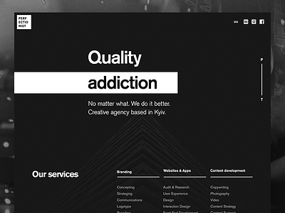 Perfectionist – Homepage agency fullscreen homepage landing mac minimal portfolio promo ui ux web website