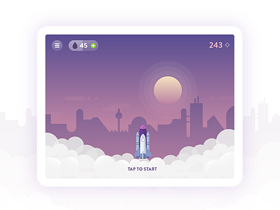 🚀 clean concept design game app illustration interface mobile rocket ui