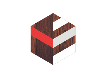 Wood Square logo cube geometric logo red texture wood