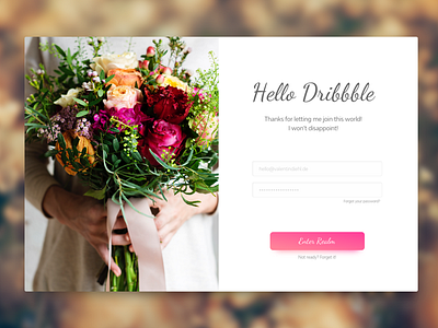 Login to Dribbble! bouquet debut flowers form input login watering wedding