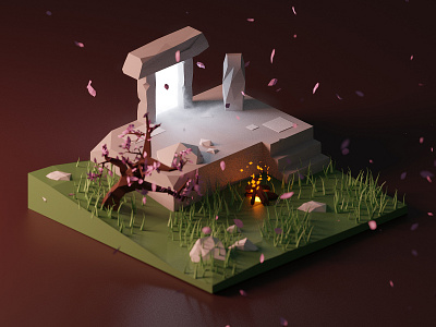 Portal to another world 3d art blender low poly low poly art