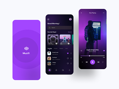 Muzifi - Music application UI app appdesign ios music music app music app ui music application muzifi spotify ui uidesign uiux