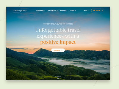 Travel Agency Website (Hero section) agency clean design fill text font green highquality minimal nature orange roam travel ui wandering