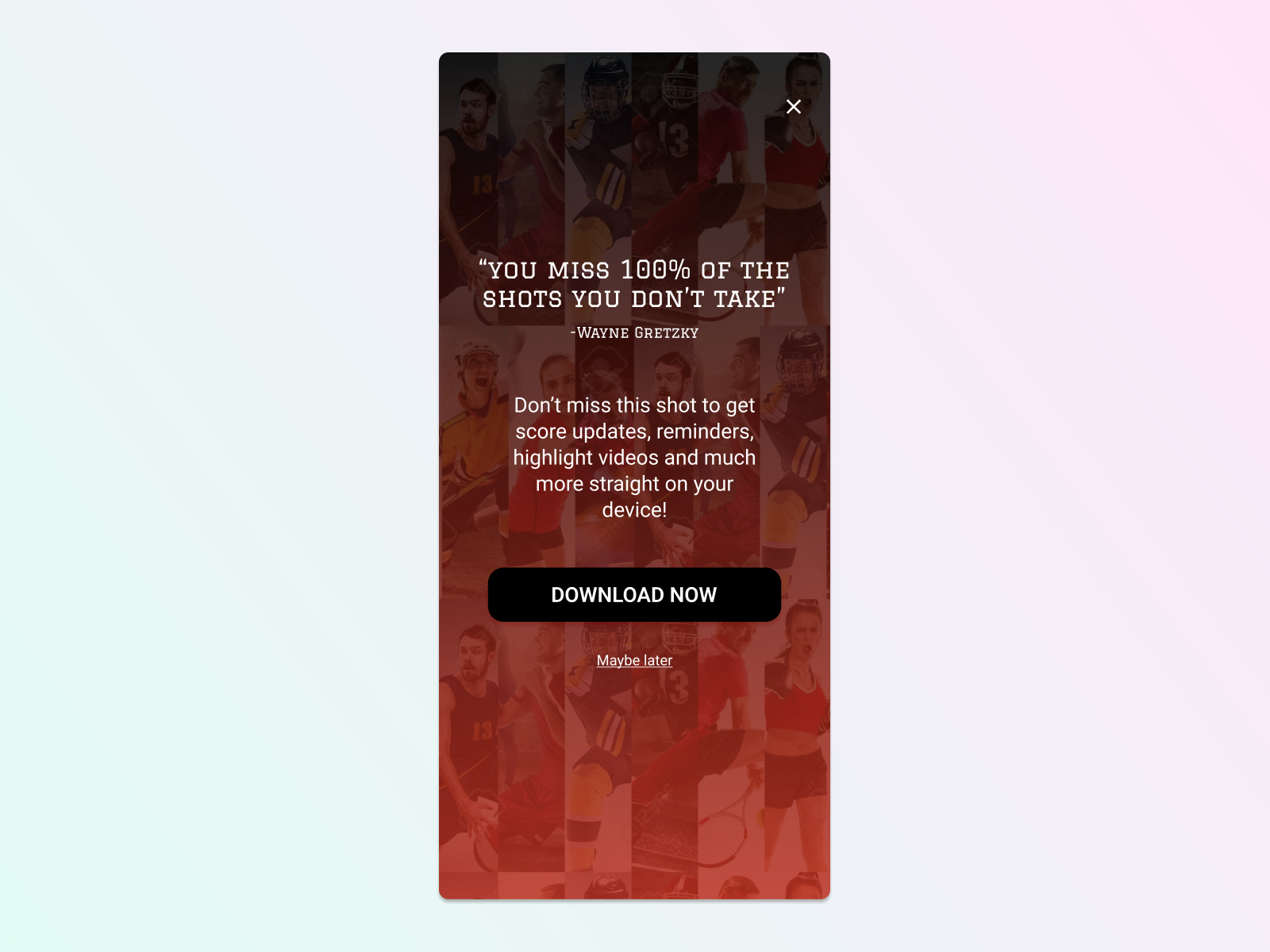 Promotional screen for sports app by Cheshta Dua on Dribbble