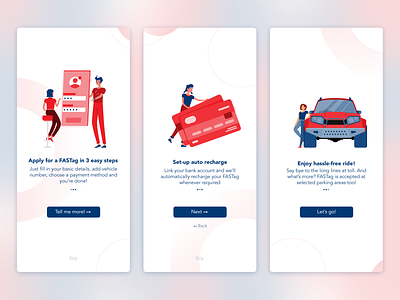 Onboarding screens for app app concept apps for india banking app daily challenge design fastag finance app illustration india indian app onboarding screens toll app ui ui design ux