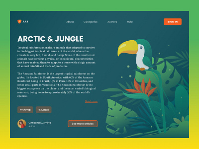 First screen for an article about the jungle app design figma illustration ui ux
