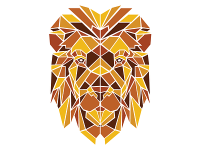 Aloha Dribbble! animals color debut design geometric illustration lion monochromatic poly print series shapes