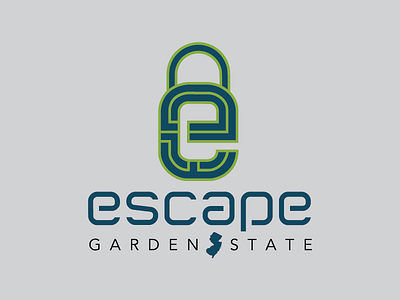 Escape Garden State Branding brand escape game line lock logo maze nj puzzle room state vector