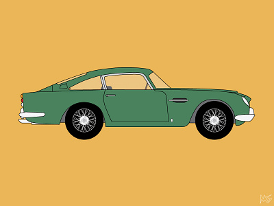 1964 Aston Martin DB5 astonmartin auto bond classic european illustration print retro series sexy vector vintage