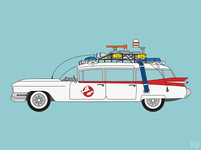 Ecto-1 car ecto1 ghostbusters ghosts halloween iconic movie print series slimer