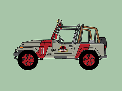 Jurassic Park Wrangler auto dinosaur iconic jeep jurassic park movie retro stroke usa wrangler