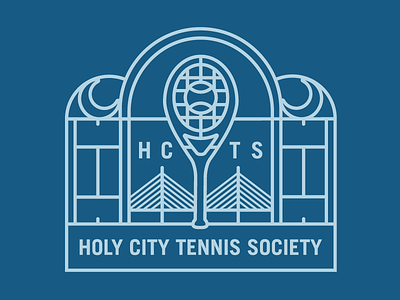 Holy City Tennis Society badge ball bridge charleston club logo moon racket ravenel society tennis tennis court