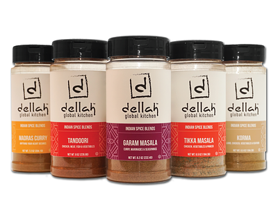 Dellah Global Kitchen branding chicken curry fish food global indian kitchen meals pattern spice store