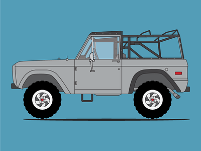 1973 Ford Bronco america auto bronco classic ford illustration muscle retro truck vector vintage wheels