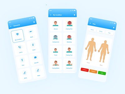 How's feeling Mobile app doctor app hows feeling app ui medical app physiotherapist app