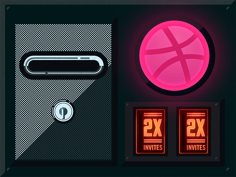 Dribbble Invites! animation arcade arcade game dribbble illustration invitation invite invites retro ticket video game vintage