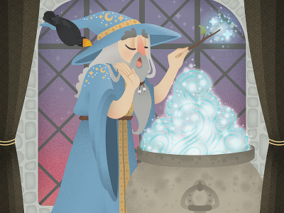 Wizard cauldron fantasy illustration magic vector wizard