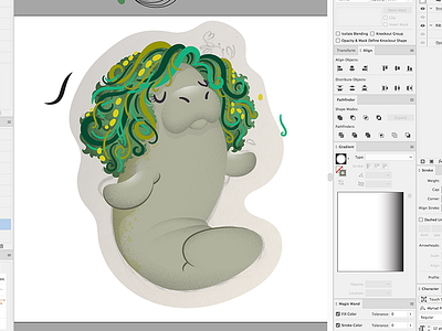Manatee Mermaid - In Process illustration manatee mermaid vector wip work in progress