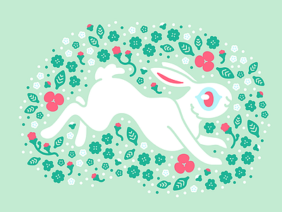 Spring Rabbit bunny flowers illustration rabbit spring vector