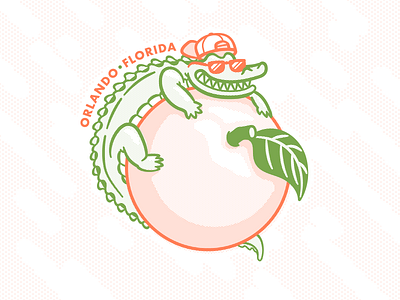 Weekly Warm-Up: Hometown Sticker alligator dribbbleweeklywarmup florida halftone illustration orange orlando vector weird