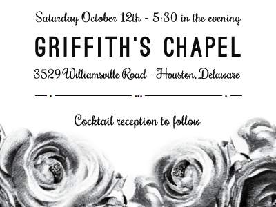 Portion of Wedding Invite black and white invitation roses wedding wedding invitation