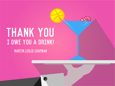 Thank You cocktail dribbble drink invite thank thanks waiter you