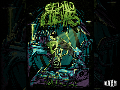 Cepillo Cuevas - Alien Invasion alien band merch distressed dj illustration logo mexico textures ufo