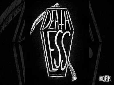 Deathless band merch casket dark art design distressed illustration scythe textures