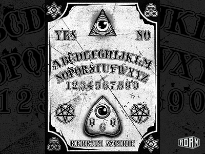 Ouija Board 666 band merch dark art design distressed hexagram illuminati ouija pentagram satanic textures