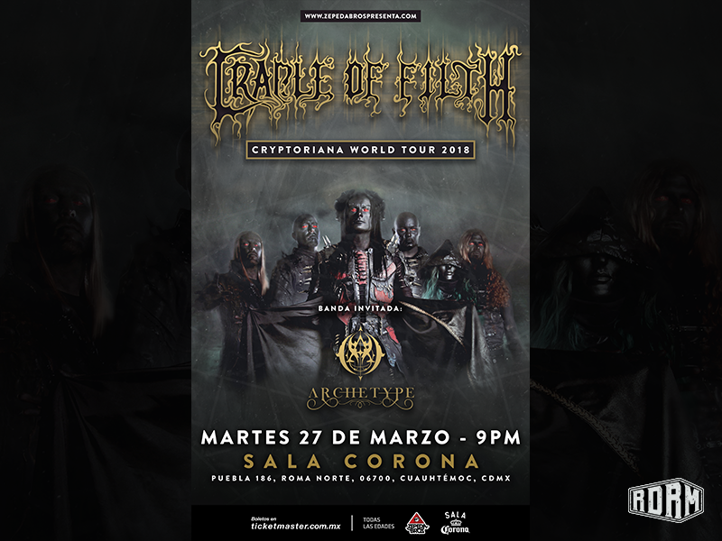 Cradle of Filth Show Poster geometric shape black metal gold gig poster music artwork rock metal design dark art distressed textures