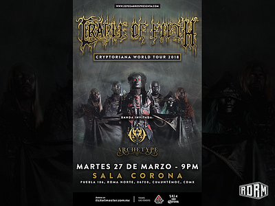 Cradle of Filth Show Poster black metal dark art design distressed geometric shape gig poster gold metal music artwork rock textures