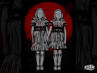 Evil Twins band merch blood dark art design distressed girls illustration red stephen king textures the shining twins