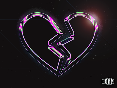 HEARTBROKEN alternative chrome colorful dark art design flare glossy heart heartbreak logo textures vector