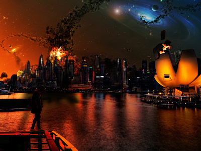 City Armageddon With Explosion background background art bg design hd manipulation wallpaper wp