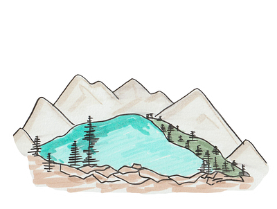 Alpine Lake design illustration sticker