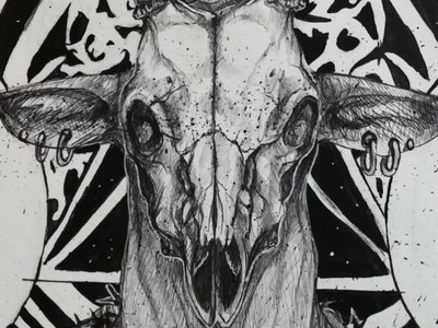 Deer and Ink animal deer design ink pen skull symmetry tattoo traditional