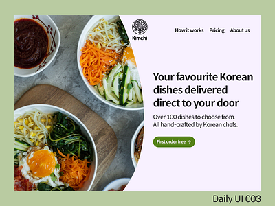Daily UI #003 - Landing page daily ui challenge dailyui design korea korean food landing page ui ux uxui