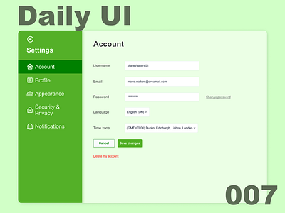 Daily UI #007 - Settings challenge dailyui design desktop networking settings settings page ui ux uxui web website