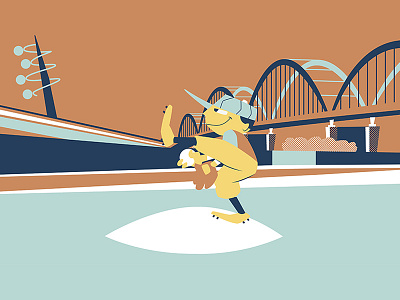 Baseball Game baseball design digital art grasshopperhill design hector guerrero illustration mid century modern modern retro modern vector art