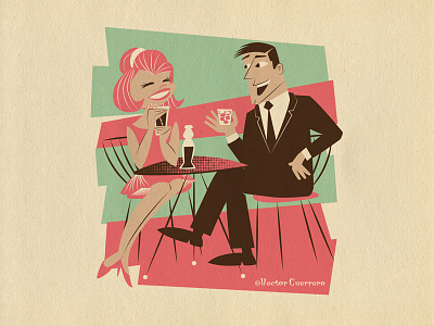 Cocktails For Two design digital art grasshopperhill design hector guerrero illustration mid century modern modern retro modern vector art