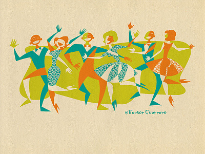 Dance Party design digital art grasshopperhill design hector guerrero illustration mid century modern modern retro modern vector art