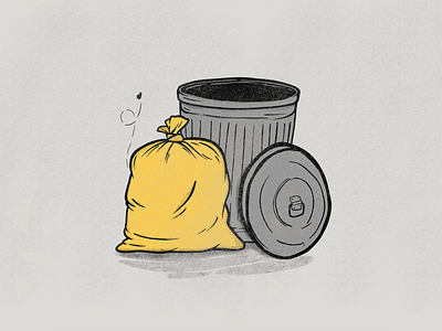 Golden Trash can doodle fly illustration lid podcast smell trashcan waste